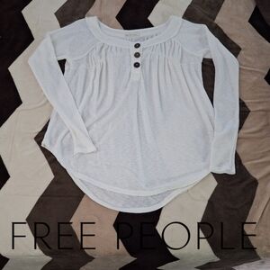 Free People We The Free Must Have Waffle-Knit Henley Tee